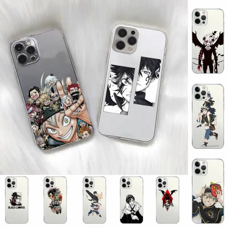

Anime Black Clover Phone Case for iPhone 11 12 13 mini pro XS MAX 8 7 6 6S Plus X 5S SE 2020 XR clear case