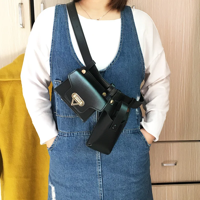 Fashion waist bag for women punk style 2-piece chest bag designer crossbody cute waist belt waist bag chest bag crossbody bag
