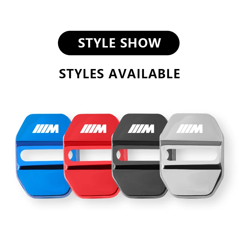 4개 금속 자동차 도어락 커버 보호 버클 커버 스티커 BMW M E46 E90 E60 F30 G20 X1 X2 X3 X4 X5 X6 X7 i3 i4 i5 i7 M2 용