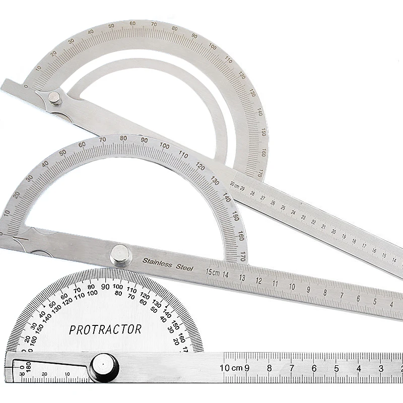 180 Degree Protractor Metal Angle Finder Angle Ruler Woodworking Tools Measuring Ruler Meter Stainless Steel Goniometer