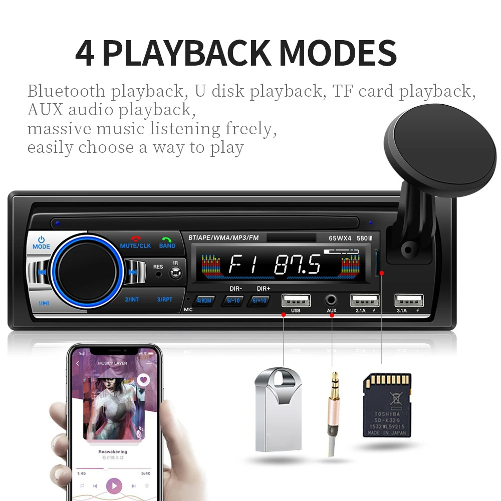 자동차 MP3 블루투스 3 USB 디스크 오디오, 휴대 전화 거치대, 자동차 오디오 카드 기계, 블루투스 MP3
