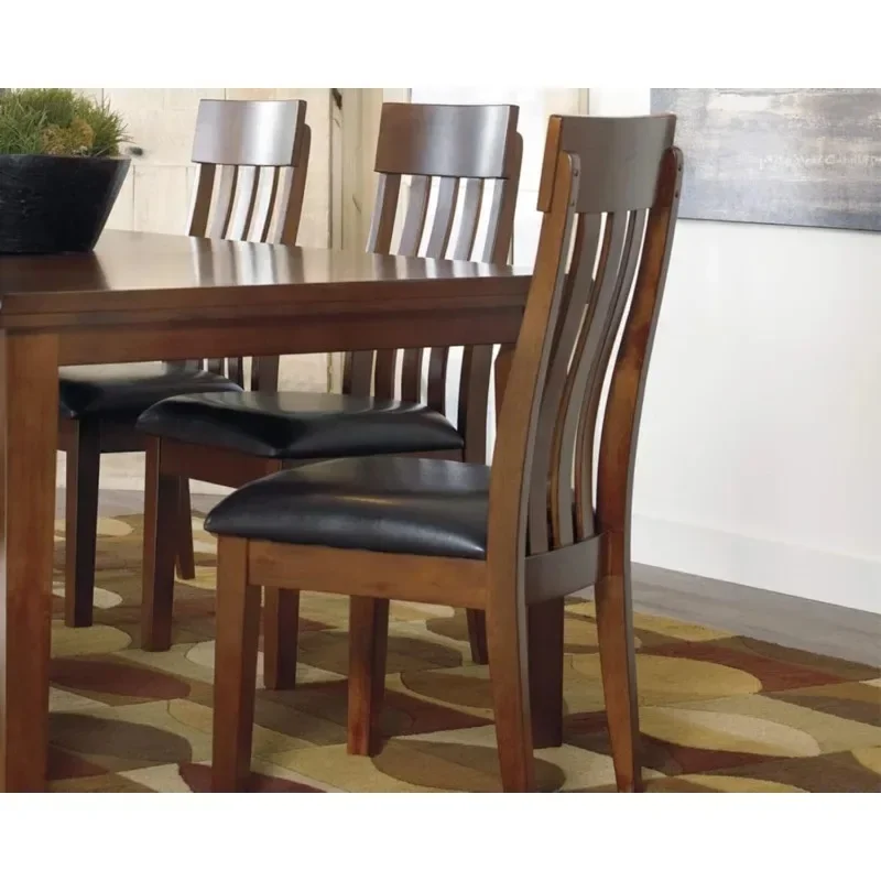 ZHENXIANG Design by Ashley Haddigan Faux Leather Cushioned Rake Back Dining Chair, 2 Count, Dark Brown