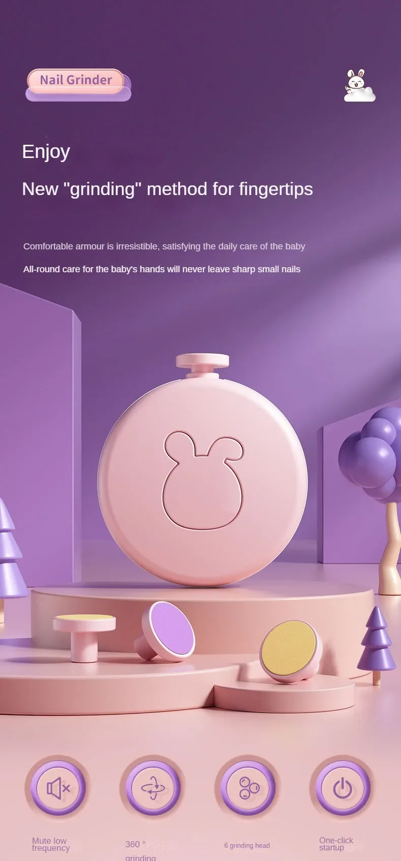 Tondeuse électrique, outils de soins, ensemble d'hygiène pour enfants, outil de polissage pour enfants, manucure pour bébé, coupe-ongles_voghion.com