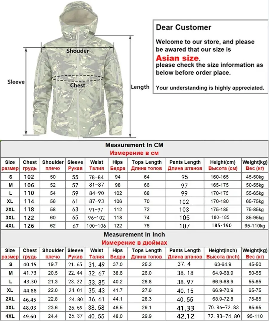 Description Picture 2 of itemMen's Hiking Jackets Outdoor Softshell Suits Waterproof Camouflage Pants Tactical Hooded Fleece Coat Winter Gift Belt