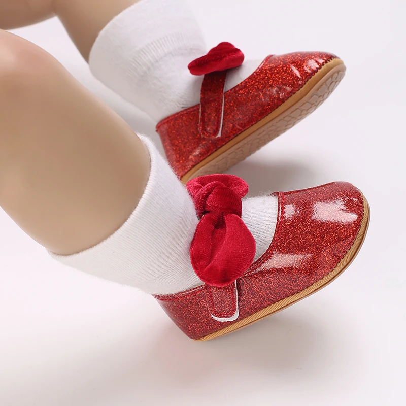 

Toddler Baby Girl PU Leather Shoes Newborn Infant Bowknot Mary Jane Flats Soft Sole Crib Shoes Non-Slip Prewalker 0-18 Months