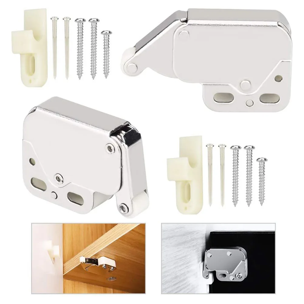 2PCS Wardrobe Catch Latch Automatic Spring Lock For Cabinet Spring Bounce Door Deadbolt Furniture Rebound Device Hardware