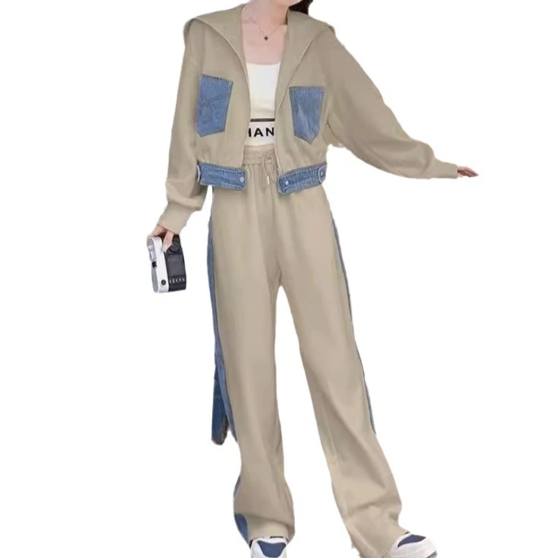 أطقم بذلة رياضية للركض من قطعتين للنساء ، معطف قصي...