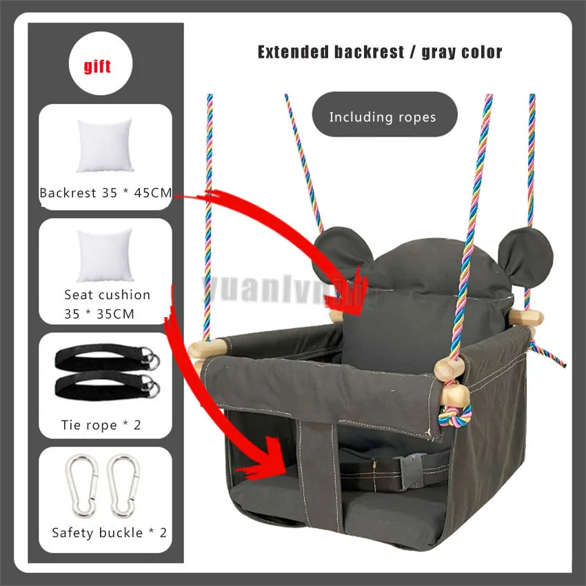 Kids Swing Portable Ceiling Suspended Chair With Seat Cushion Kids Baby Children's Hammock with Safety Belt For Babies children swing toys
