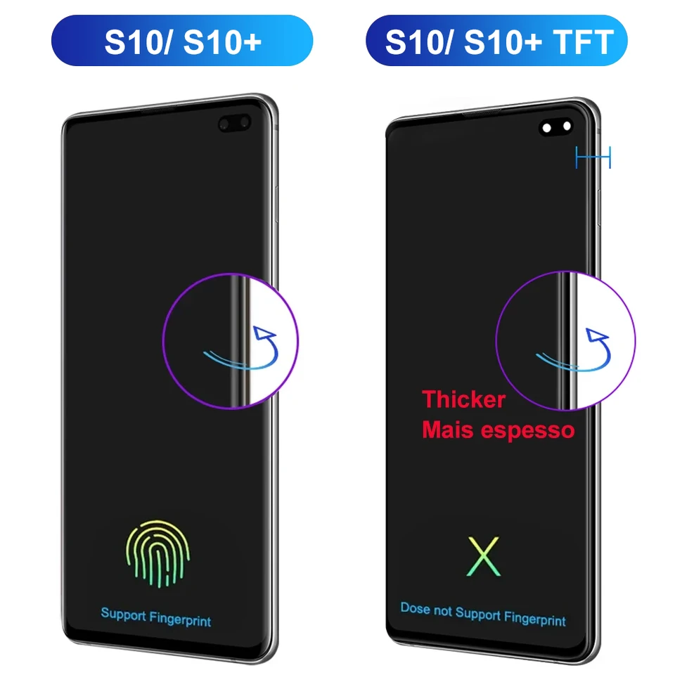 TFT S10+ スクリーン交換用、Samsung Galaxy S10 Plus G975F 液晶
