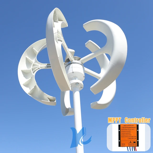 บ้าน 5000W 8000W 10000W แนวตั้ง WIND Power Turbine 12V 24V 48V หลังคาพลังงานลมเครื่องกําเนิดไฟฟ้า 5 ใบมีด Windmill พร้อม MPPT CONTROLLER 1