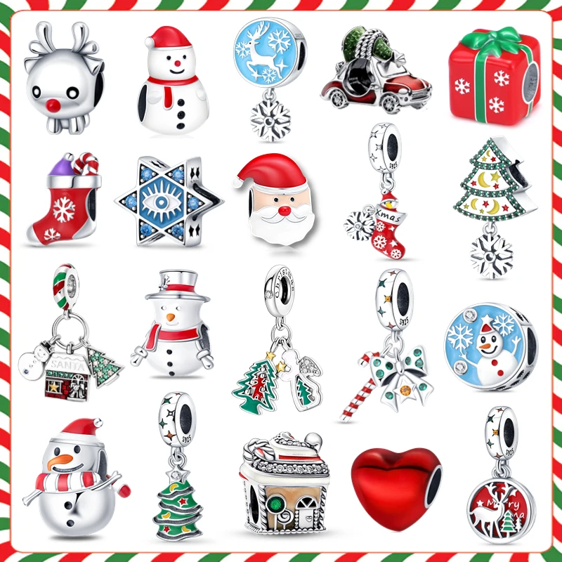 

Новое поступление, Рождественские Подвески из стерлингового серебра 925 пробы, кулон в виде Санта-Клауса, лося, снеговика, бусины подходят для оригинального браслета Pandora, «сделай сам», ювелирные изделия 2022
