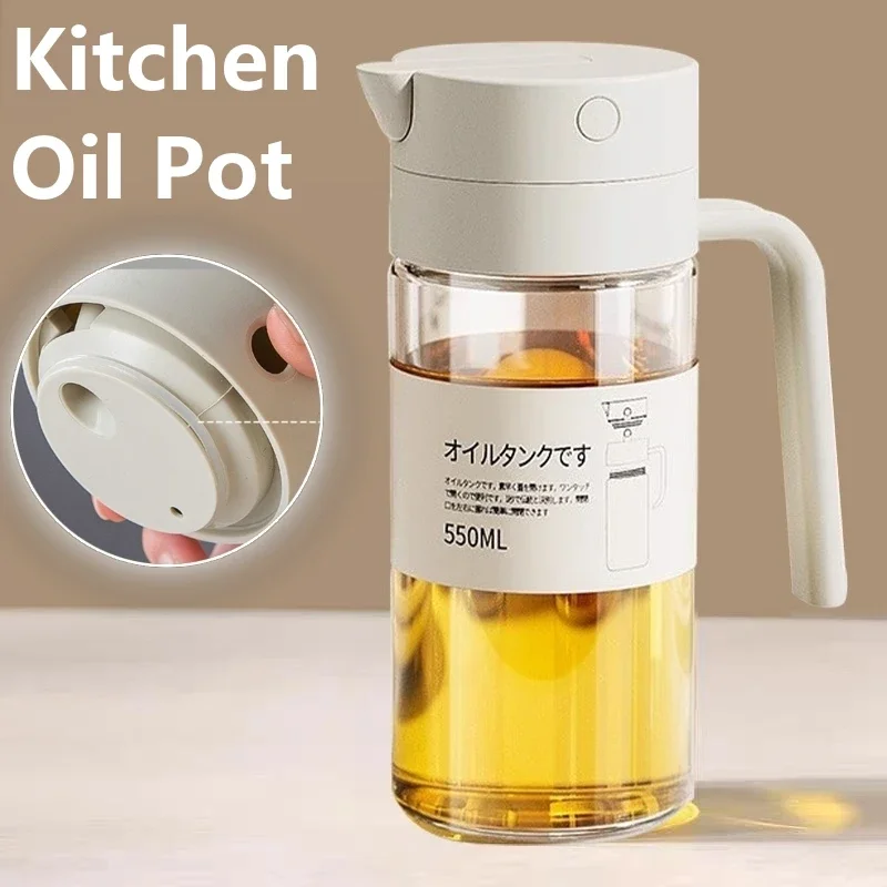 550mL Oil Empty Bottle Pourer Glass Bottles Automatic Opening and Closing Kitchen Cooking Oil Dispenser Cruet for camping BBQ kitchen utensils kitchen seasoning bottles