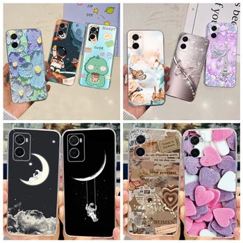 For Oppo A96 Global Version Phone Case Transparent Soft TPU Bumper Cover For Oppo A76 A36 4G Stylish Cute Capas On OppoA96 4G