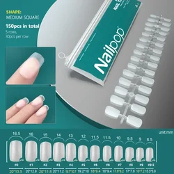 NAILPOP Premium Coffin Soft Gel Press-On Nails - 120pcs Full-Cover Capsule Tips (UM-Medium Square 150)