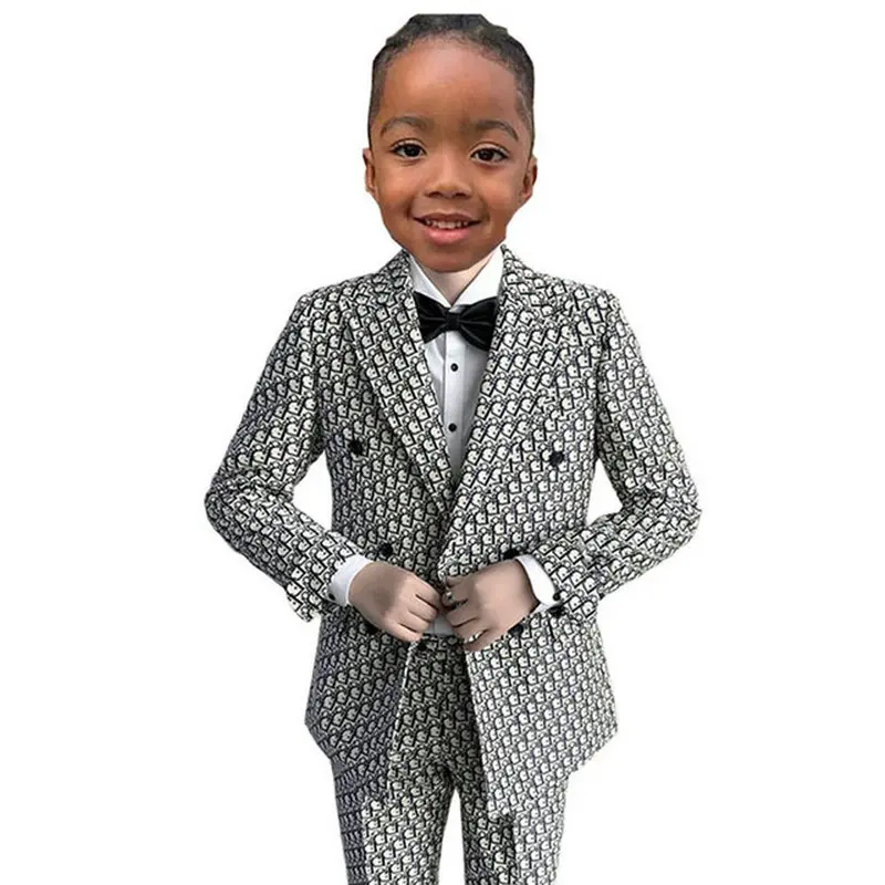 

2 Piece Boy Suit Wedding Tuxedo Kids Jacket Pants Slim Fit Custom Clothes Luxury Kids Blazer Set 2 - 16 Years Old