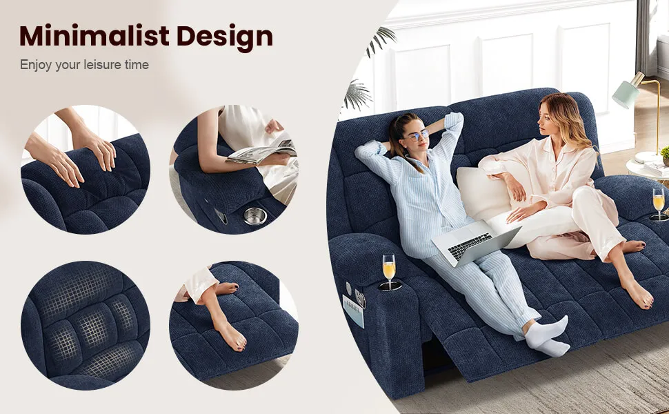 loveseat recliner sofa-blue