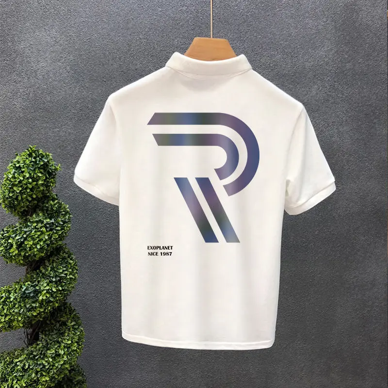 

Men's Summer Short-sleeved T-shirt New Arrival Handsome Polo Shirt Fashion Handsome Printed Lapel Top Trendy Men's Clothing