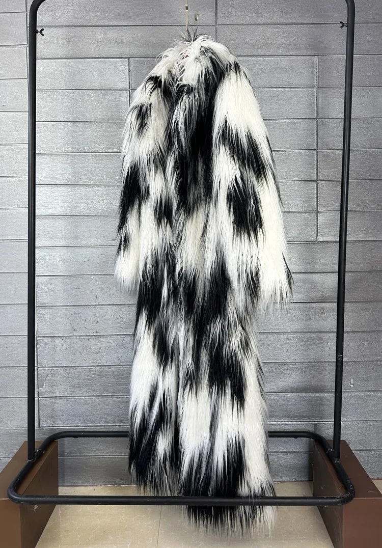 Long Colourful Faux Fur Winter Coat 13