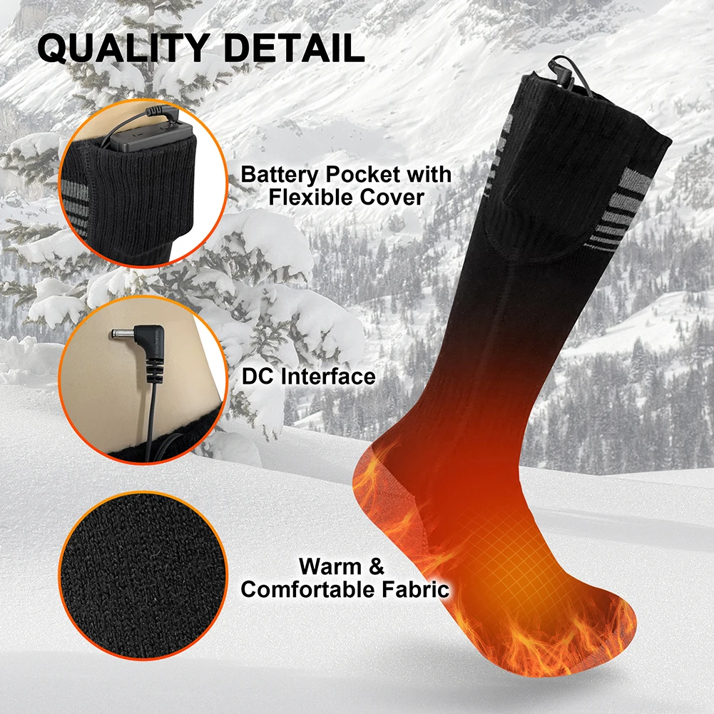 5-1 Pairs Unisex Electric Heating Socks Electric Thermal Socks Breathable Rechargeable Heated Socks Soft Washable for Skiing