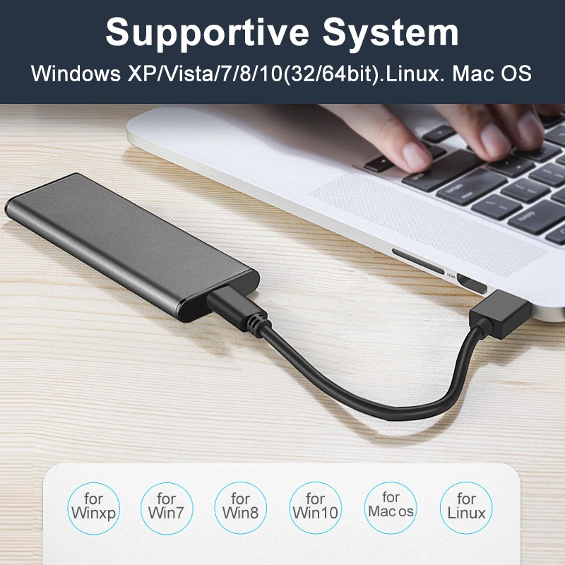 M.2 NGFF SATA SSD Enclosure M2 to USB Type C 3.1 External SSD Adapter 5Gbps Tool-Free Enclosure for NGFF 2230/2242/2260/2280 SDD