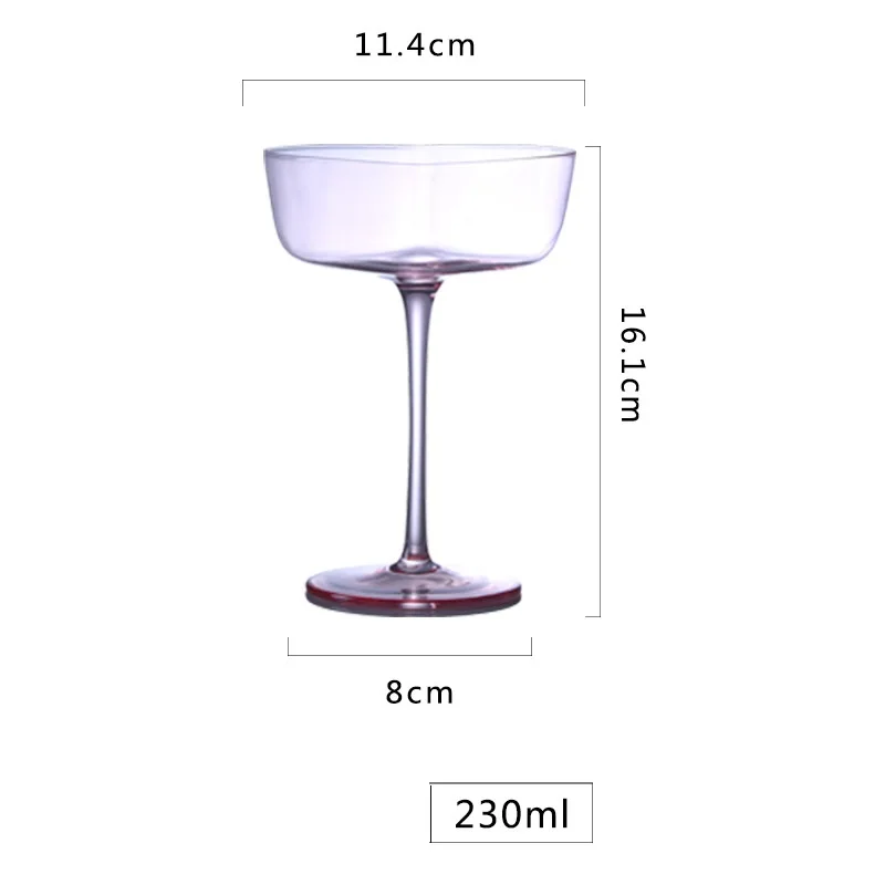 1 Piece Elegant Pink Heart Shape Champagne Coupes Glass Cup Cocktail Glasses Cup for Wedding Celebration Valentine's Day
