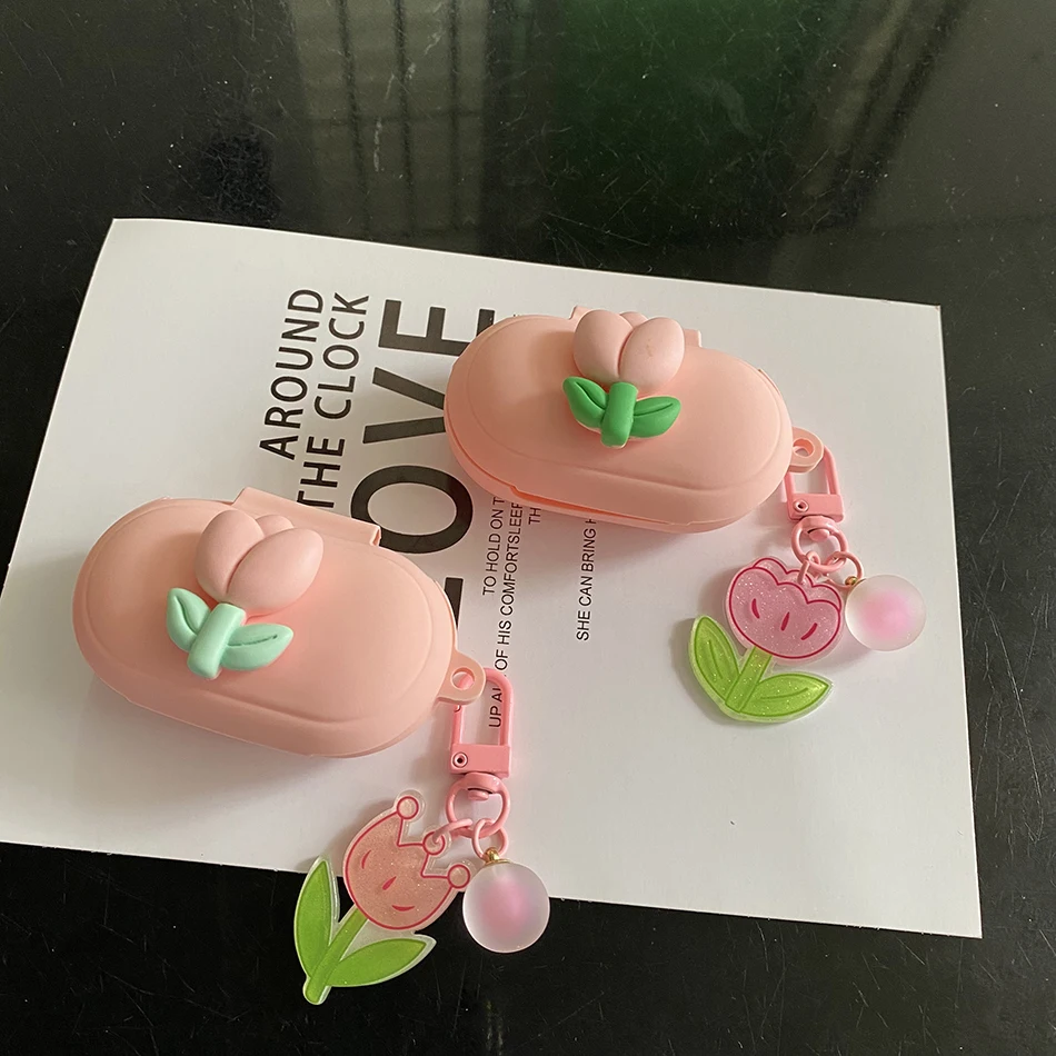 Per Samsung Galaxy Buds + / Buds Plus Custodia Cute Tulip Flower Cover Per Auricolari Scatola Di Ricarica Per Cuffie In Silicone Per Galaxy Buds