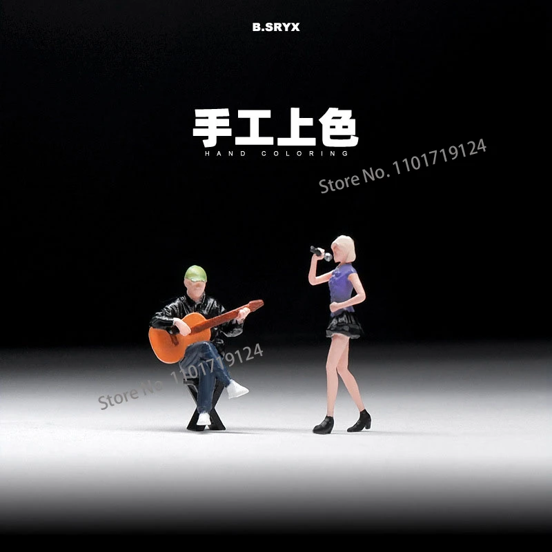 1:64 Gitarrist & Sänger Figuren - Handbemalte Modellbahn Figuren