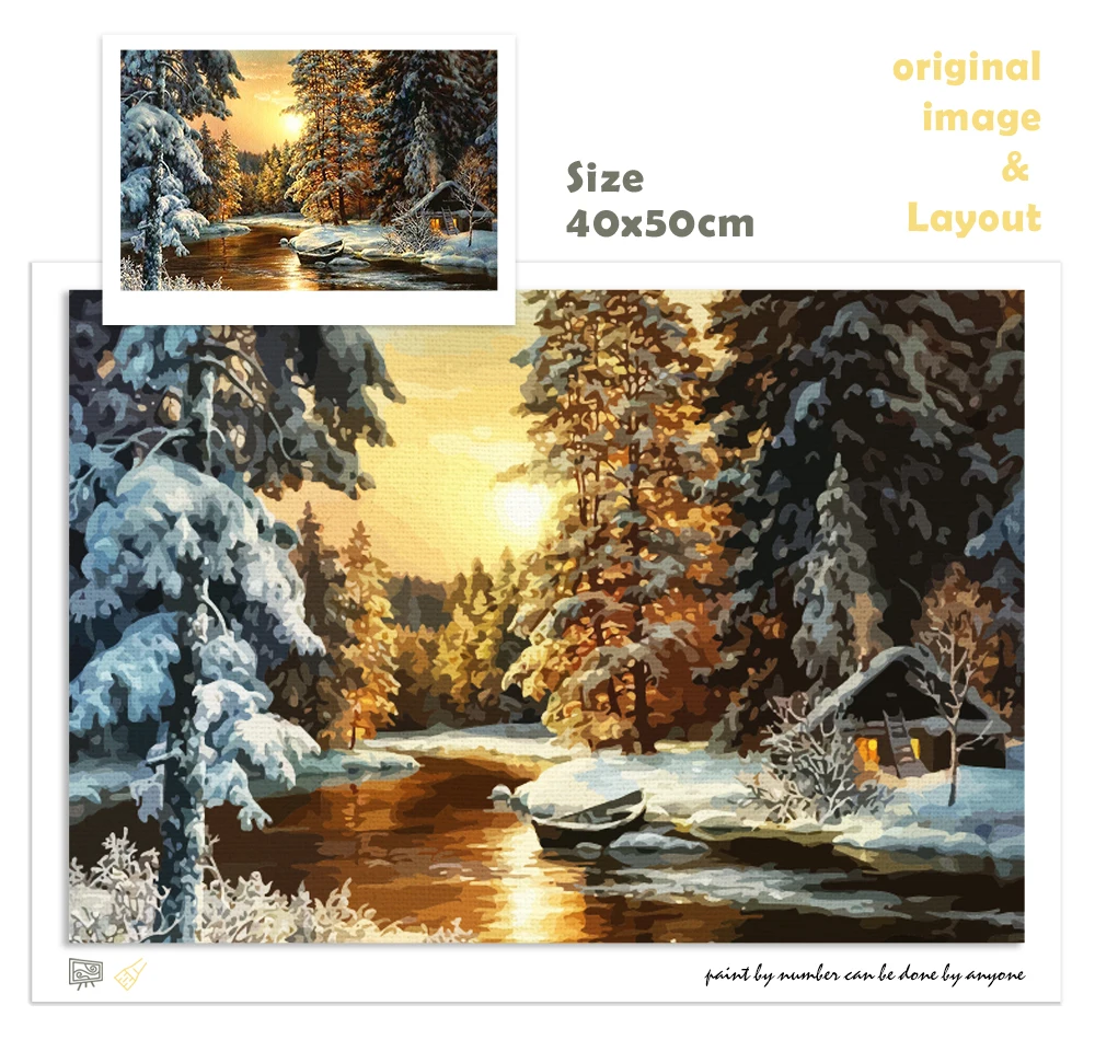 CHENISTORY Frame Snow Forest DIY Painting By Numbers Modern Wall Art Picture Coloring By Numbers Unique Gift Paint painting by numbers kits painting by numbers oil picture by numbers