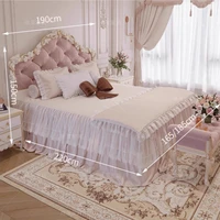 Chambre à coucher lit rembourré nordique rangement fantaisie princesse lit de couchage tables de nuit Double Letto matrimoniale accessoires pour la maison 5