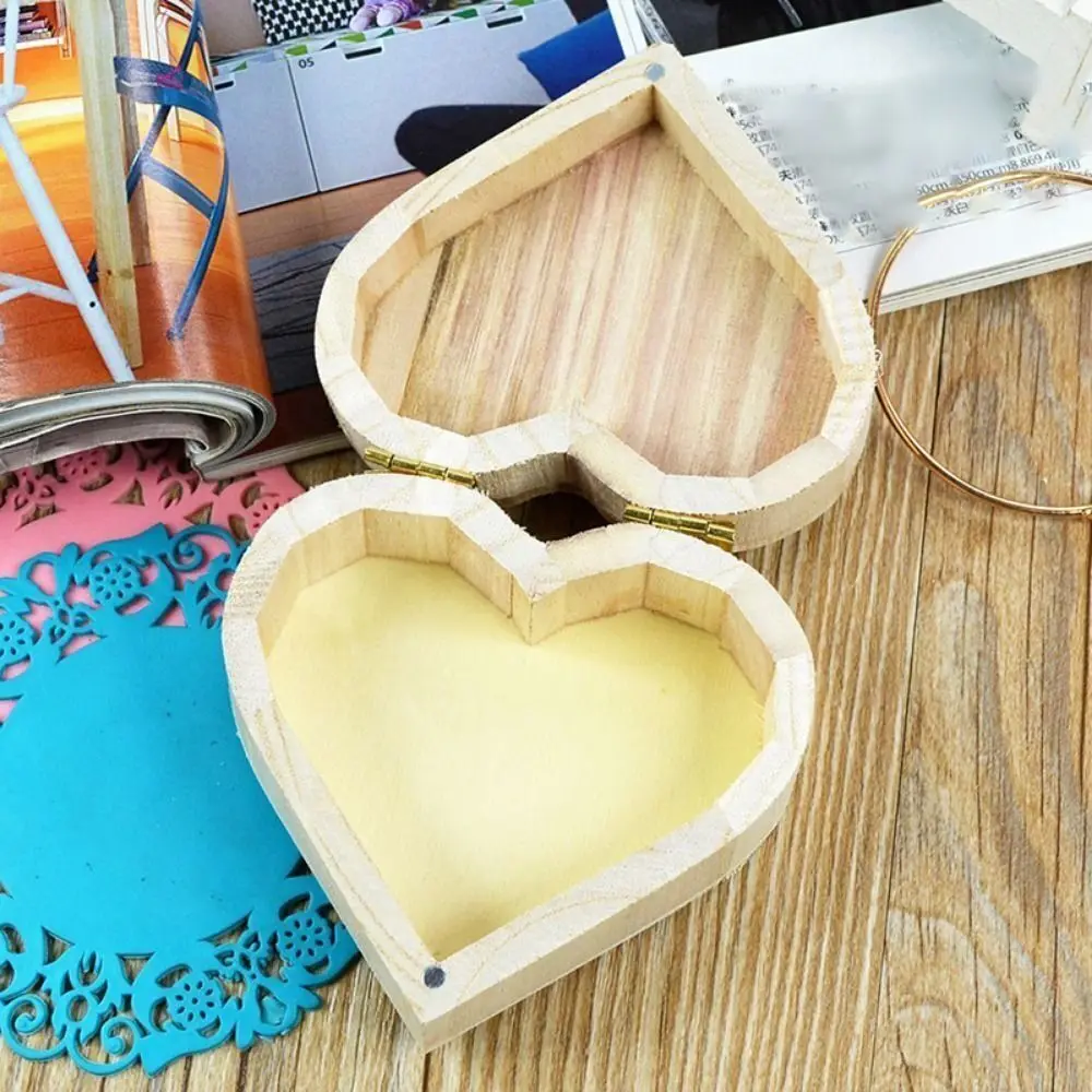 Retro Wood Wood Storage Box Heart Shape Orginal Gift Wrapping Box Wood Box 5