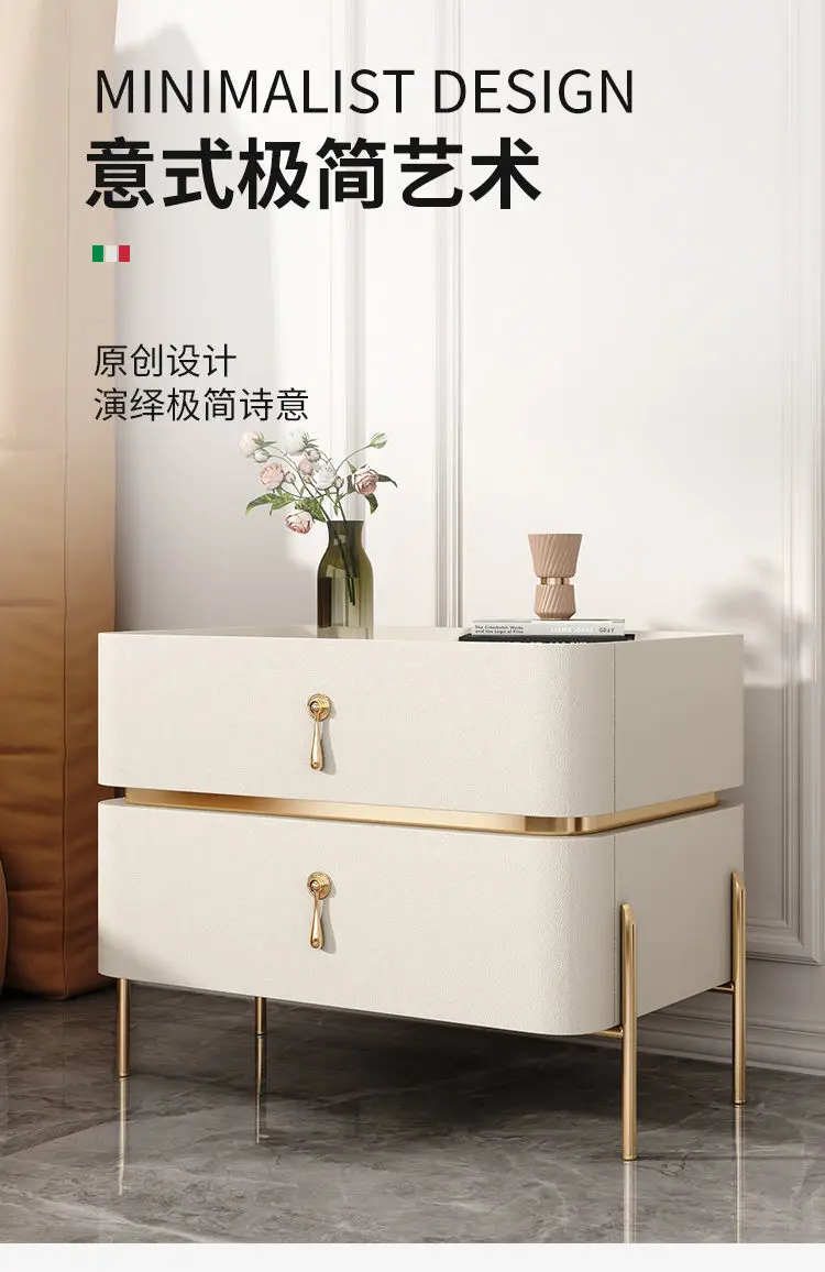 Description Picture 2 of itemDisplay 50*50*40cm Bedside Table Slate Night Stand Bedroom Solid Wood Bedroom Furniture Organizer Storage Cabinat 2 Drawer WRXYH