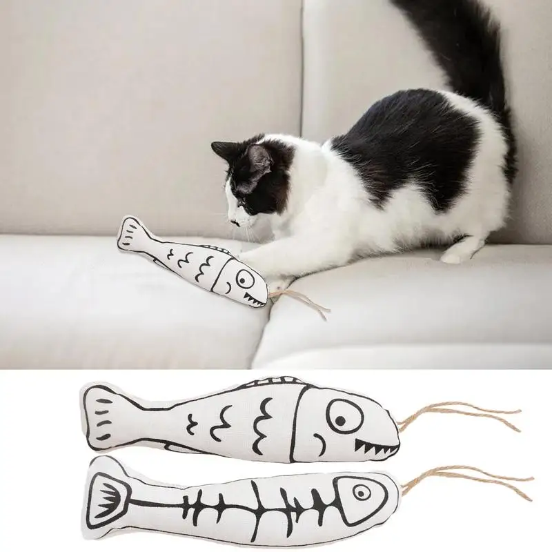 

Fish Toy For Cats Cat Funny Stick Replacement Head Soft Cotton Catnip Toy With Rattle Multifunctional Bite Resistant Interactive