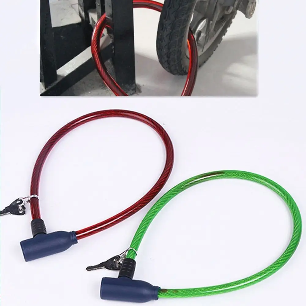 002fr 1 Set Bicycle Lock Wire Lock Ring Lock With Bracket Key Tin Alloy Lock Core Black