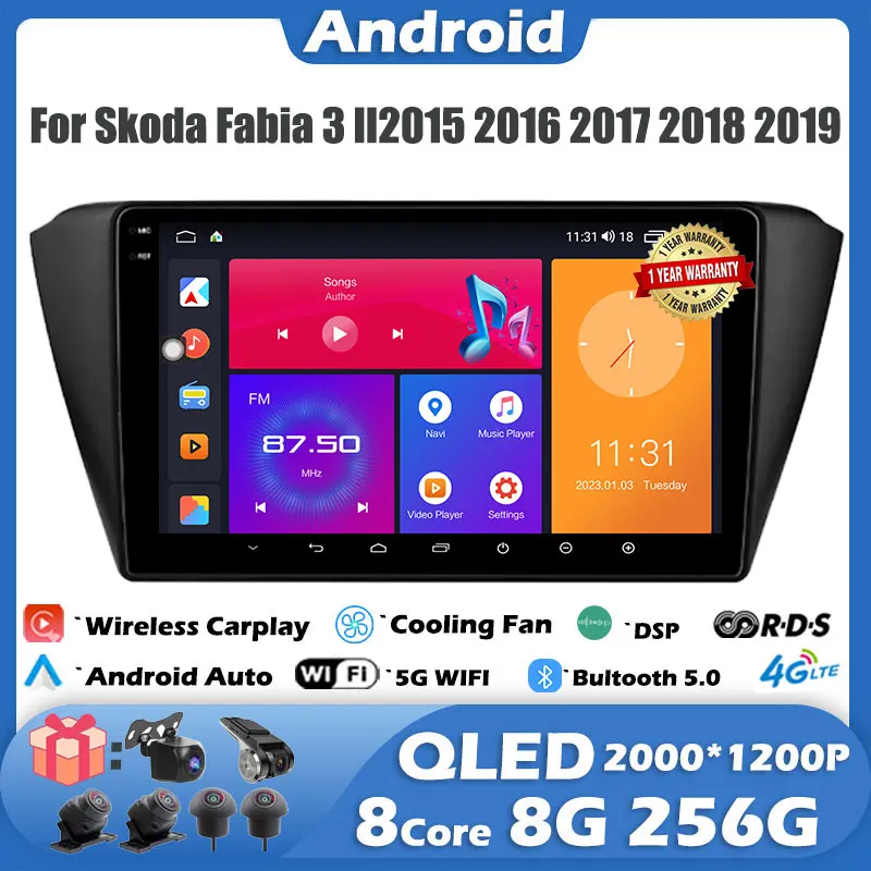 

Android 13 For Skoda Fabia 3 ll2015 2016 2017 2018 2019 Multimedia Car Radio Carplay 4G Wifi GPS RDSDVD autoradio stereo DSP