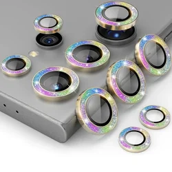 Glitter Bling Camera Lens Protector with Individual Aluminum Alloy Rings and Alignment Board - Galaxy S25 (Colorful)