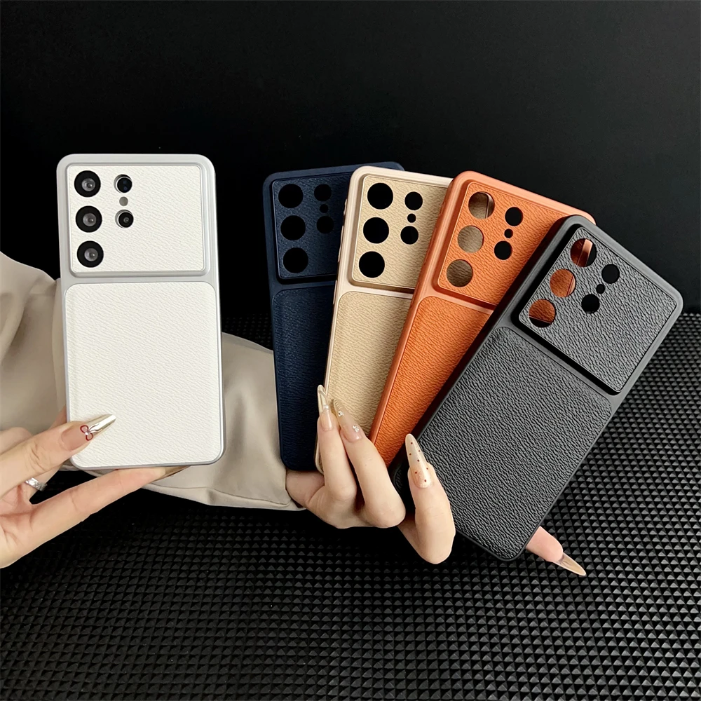 Leather Thin Phone Case with Large Window Camera Protection - Matte Cover