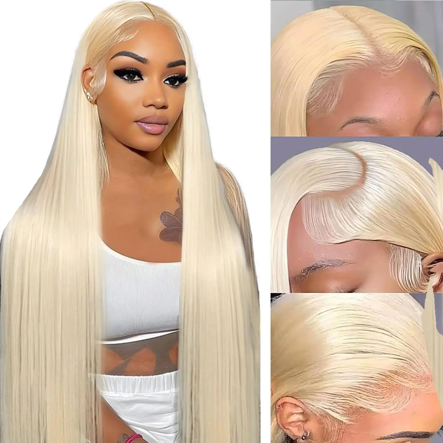 613 Lace Front Wig Human Hair 13x4 Straight 613 Hd Lace Frontal Wig Human Hair Pre Plucked Blonde Wig for Women 200% Density