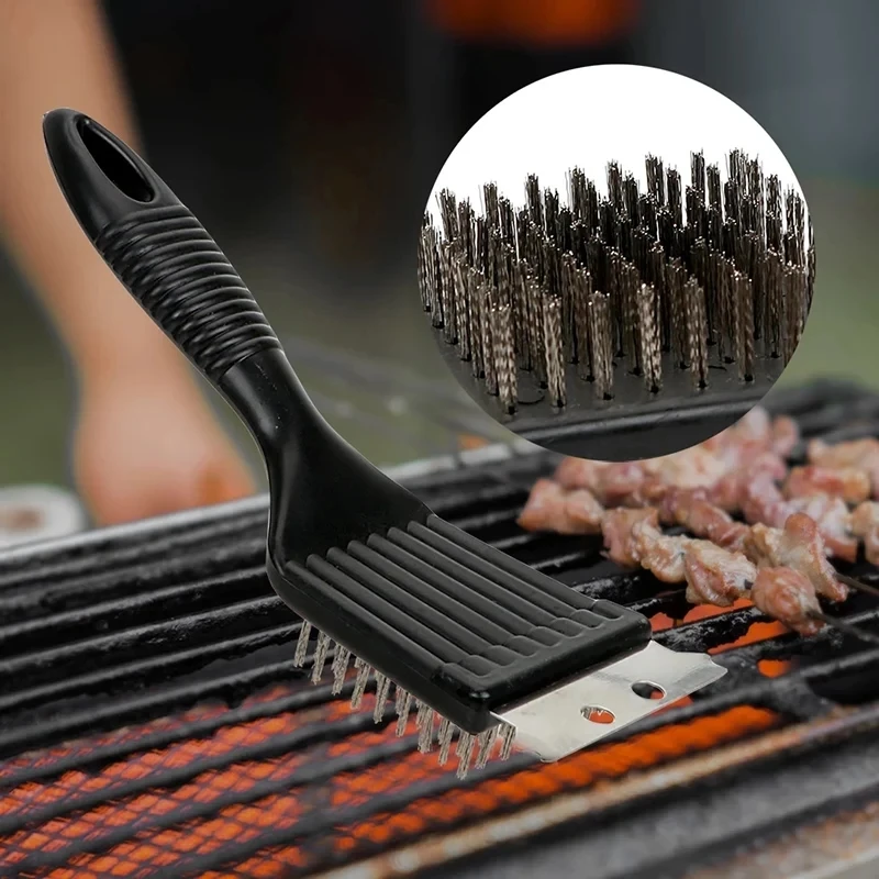 Stainless Steel Wire Baking Brush Barbecue Stove Cleaning Brush Grill Rack Cleaning Blade Two in One BBQ Accessories