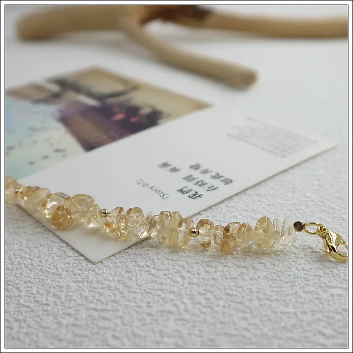 Raw Ore Natural Transparent Citrine Bracelet Single Ring Ornament Female