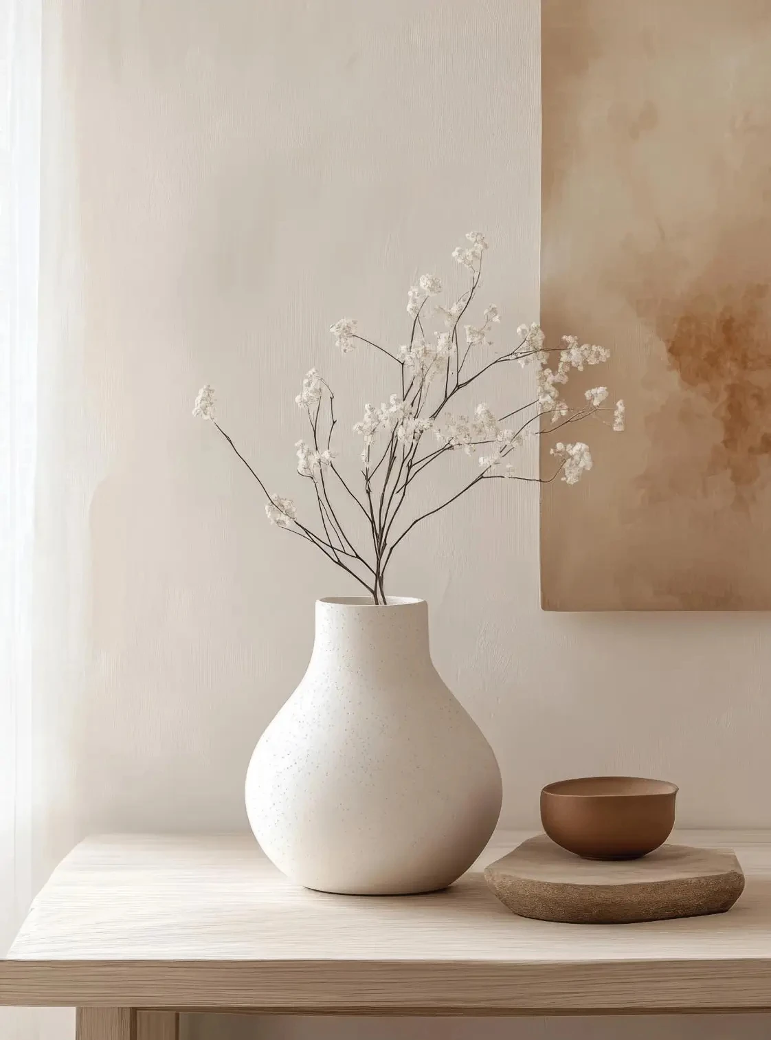 Scandinavian Olive Tree Branches & Leaves Minimalist Canvas Wall Art Decor