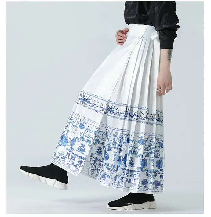 Description Picture 2 of itemFashion Men Wide-leg Skirt Pants Male Vintage Casual Jogging Pants Male Oversize White Streetwear Men Women Skirts Trousers 5XL