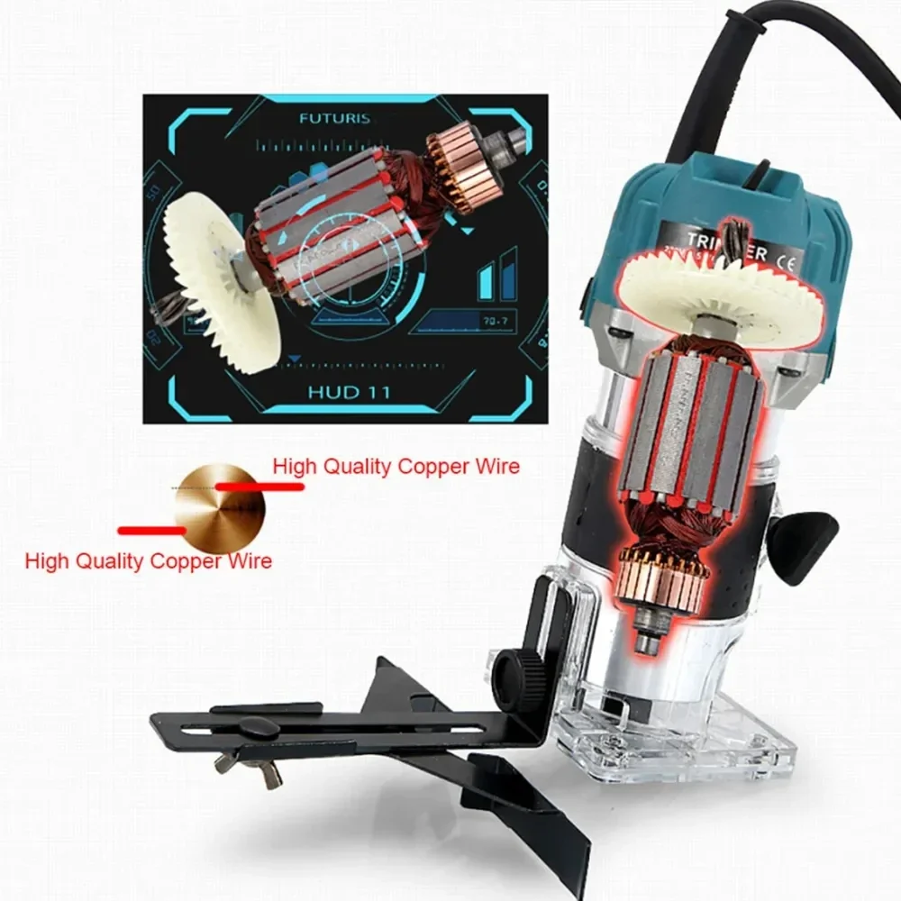 Electric Wood Router 800W Woodworking Electric Trimmer Wood Milling Machine Power Carpentry Tools 6.35/6mm Milling Cutter EU US woodworking tools wood router plunge router
