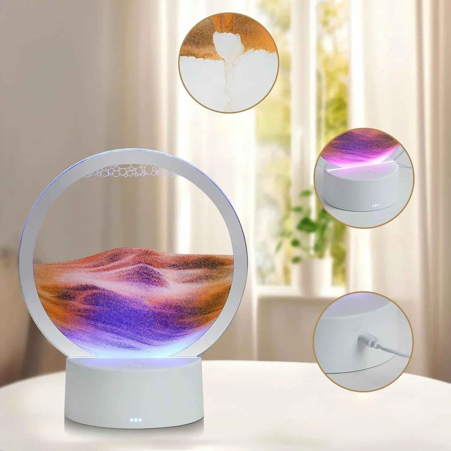 Quicksand Table Lamp, internet red hourglass decompression ornament 3D three-dimensional sand painting water painting colorful R 4