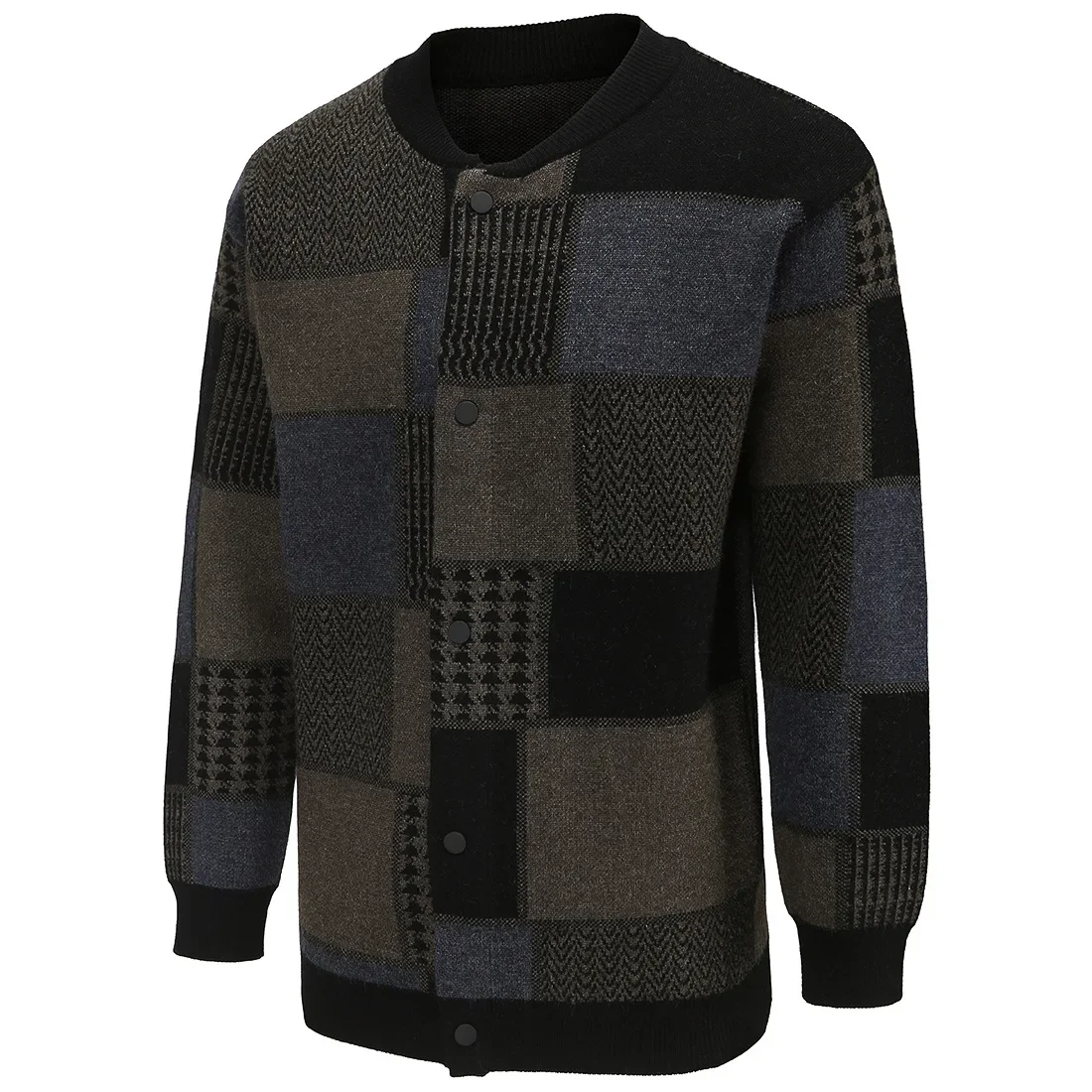 Men's Long Cardigan Thickened Sweater Autumn Stand Collar Knit Sweater Coat