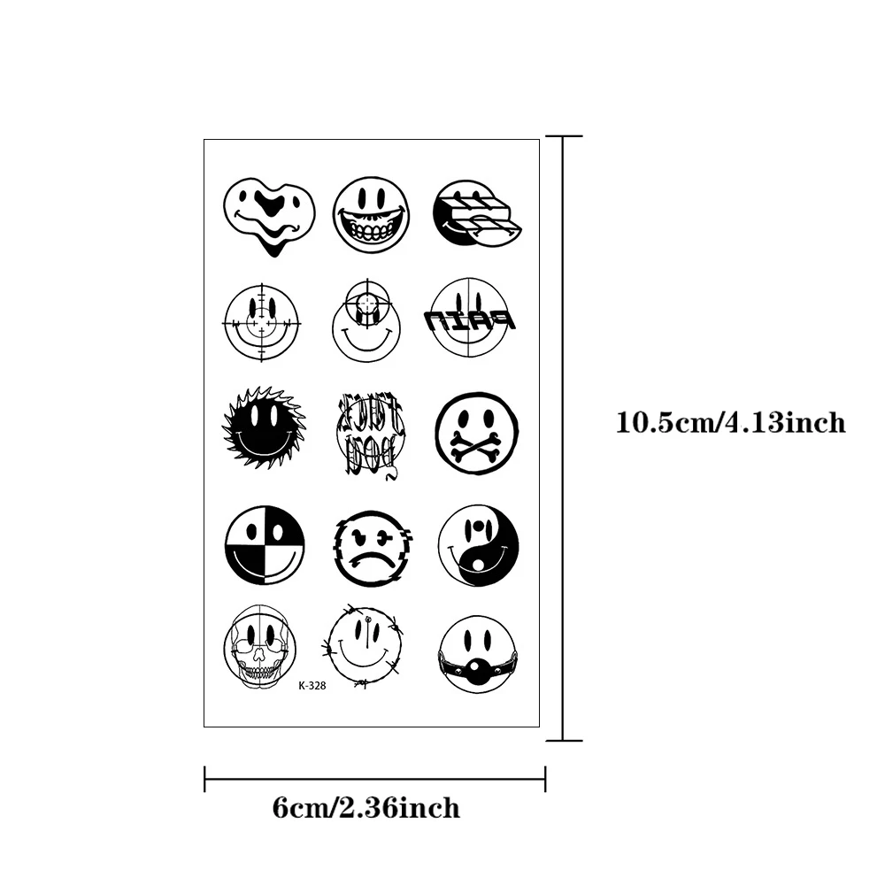 10pcs Waterproof Temporary Tattoo Sticker Love Emoticon Moon Sun Lines Skull Planet Tatto Wrist Fake Tattoos Body Art Women Men 6
