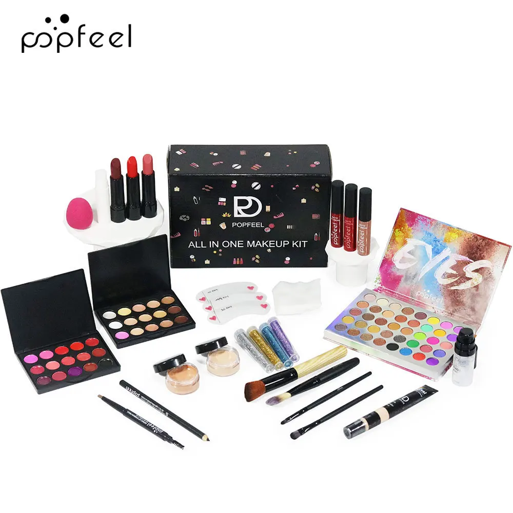POPFEEL All In One Makeup Kit Gift for Girls Teen Women include Eyeshadow Foundation Lipgloss Lipstick Primer eye makeup set lip glosses makeup gift box makeup set lip makeup set makeup kit