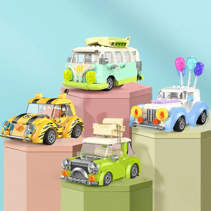 

Мини-воздушный шар, свадьба, кемпер, автомобиль, строительные блоки, креативная модель, технический автомобиль для путешествий с фигурками, кирпичи, игрушка для детей