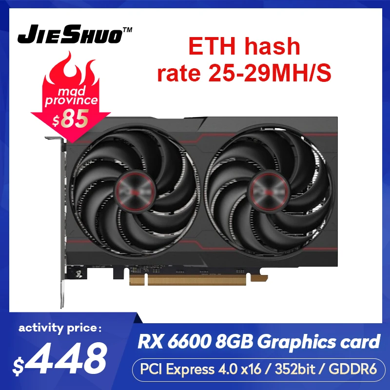 latest graphics card for pc New boxed unopened AMD RX 6600 8G Platinum Edition Gddr6 128bit dual cooling fans video memory 14000MHz graphics cards computer