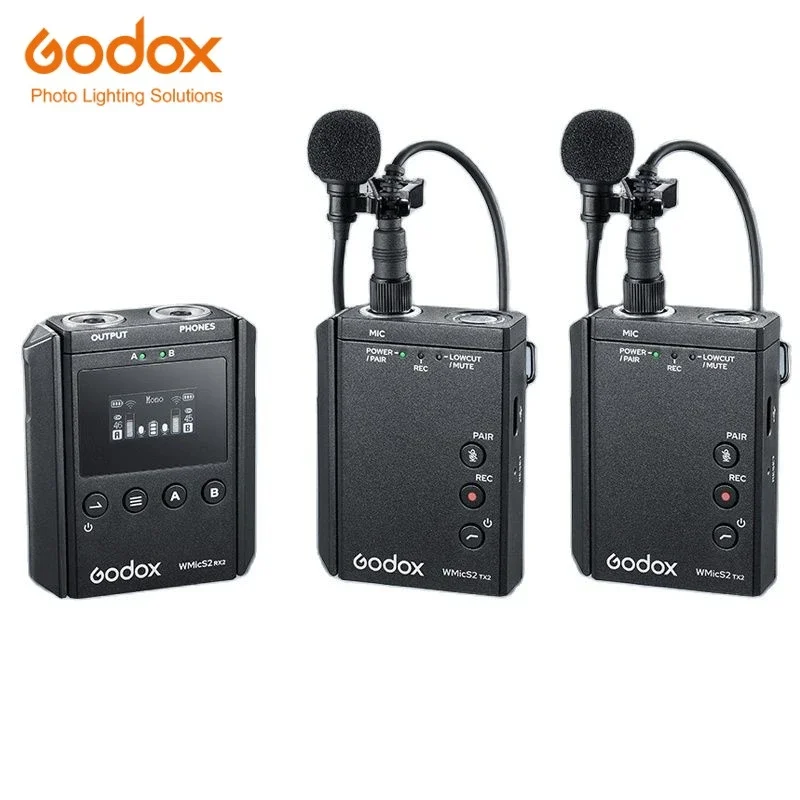 

Godox WMicS2 UHF Compact Wireless Microphone System Professional Lavalier Mic for Vlog Video DSLR Smartphone Interview Recording