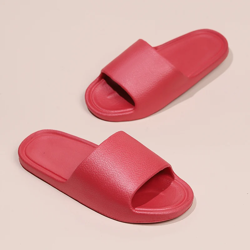 

Couple Home Summer Slippers Simple Texture Solid Color Anti-skid Soft Sole Shower Slippers Outdoor Flip Flops Women Men Sandals